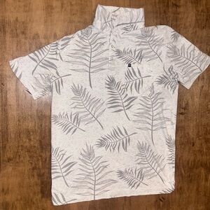 Travis Mathew White and Gray Patterned Polo